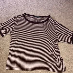 Brandy Melville Maroon and White Striped Crop Top